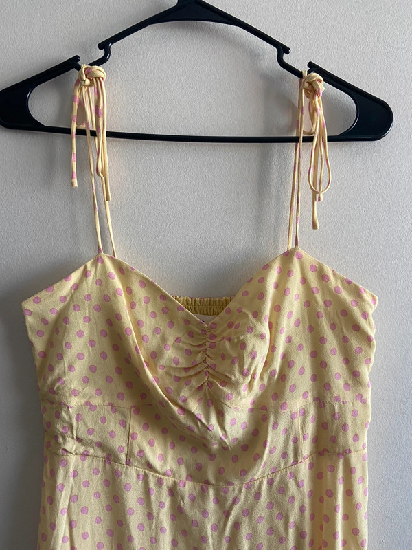 MANGO Summer Dress 'Amelia' in Pastel Yellow pink polka dot size S 3