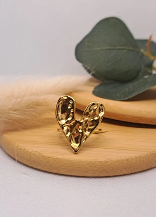 Bague Cœur Martelé Doré – Acier Inoxydable – Pochon Offert, brand: Trésor d'Acier, condition: Very good, size: Adjustable, €8.95, €10.10 includes Buyer Protection