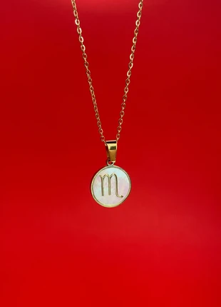 Scorpio Zodiac Pendant Necklace - Mother of Pearl Medallion - 38cm+5cm Chain, marca: strabello, estado: Muy bueno, 12,99 €, 14,34 € Protección al comprador Pro incluida