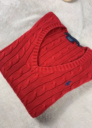 Pull Polo Ralph Lauren Torsadé Col V Femme / Taille XS / Rouge, brand: Ralph Lauren, condition: Very good, size: XS / 34 / 6, €34.00, €36.40 includes Buyer Protection