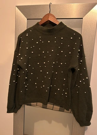 Pull vert kaki avec Perle, marca: H&M, estado: Muito bom, tamanho: S / 36 / 8, €8.00, €9.10 inclui Proteção do Comprador