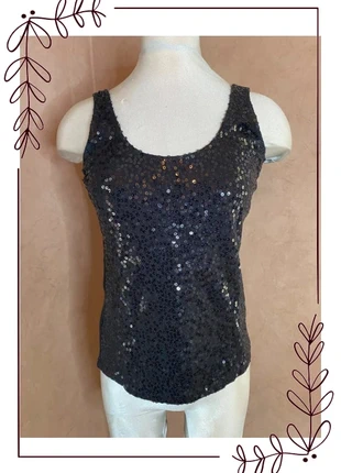 Superbe débardeur noir à sequins T34 Grain de Malice, brand: Grain de Malice, condizioni: Ottime, taglia: XS / IT 38 / EU 34, €10.00, €11.20 include la Protezione acquisti