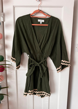 Next size 8 belted wrap cotton khaki green ric rac trim playsuit, brand: Next, condition: Very good, size: S / 8, £10.00, £11.20 includes Buyer Protection