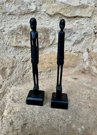 Paire de statuettes originaire de l'île de la Réunion, brand: couple en bois de Madagascar ancien, condition: Good, €15.00, €16.45 includes Buyer Protection Pro