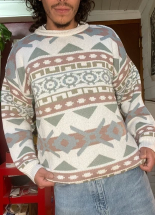 Pull Winch vintage – motif géométrique pastel – style 90s – taille M/L, brand: Winch, condition: Very good, size: L / 40 / 12, €20.00, €21.70 includes Buyer Protection