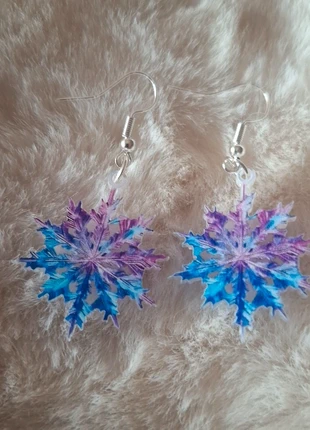 Boucle d'oreille flocon de neige bleu / violet, environ 3.2 x 2.8 cm, neuf, condition: New without tags, €4.90, €5.85 includes Buyer Protection Pro