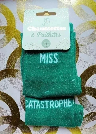 Chaussettes à paillettes "Miss Catastrophe" Pour les reines du chaos stylé., marque: STC, état: Neuf avec étiquette, taille: Taille unique, 4,90 €, 5,85 € Protection acheteurs (Pro) incluse