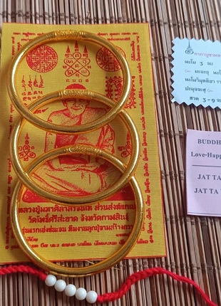 Lot de 3 joncs bouddhistes dorés avec mantras. Taille M 🇹🇭 de Thaïlande, marque: Thaïlande, état: Neuf sans étiquette, 30,00 €, 32,20 € Protection acheteurs incluse