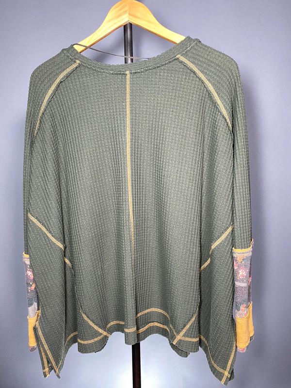 Free People Oversized Boxy Long Sleeve Waffle Knit Shirt 3