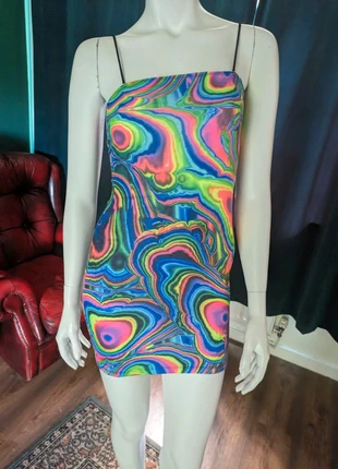 Rainbow psychedelic patterned dress, brand: Shein, condition: Very good, size: XS / 6, £5.00, £5.95 includes Buyer Protection