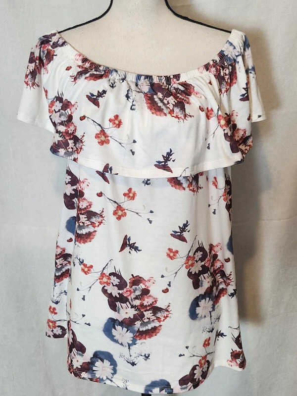 Women'S Floral Blouse Size Xxl White 1