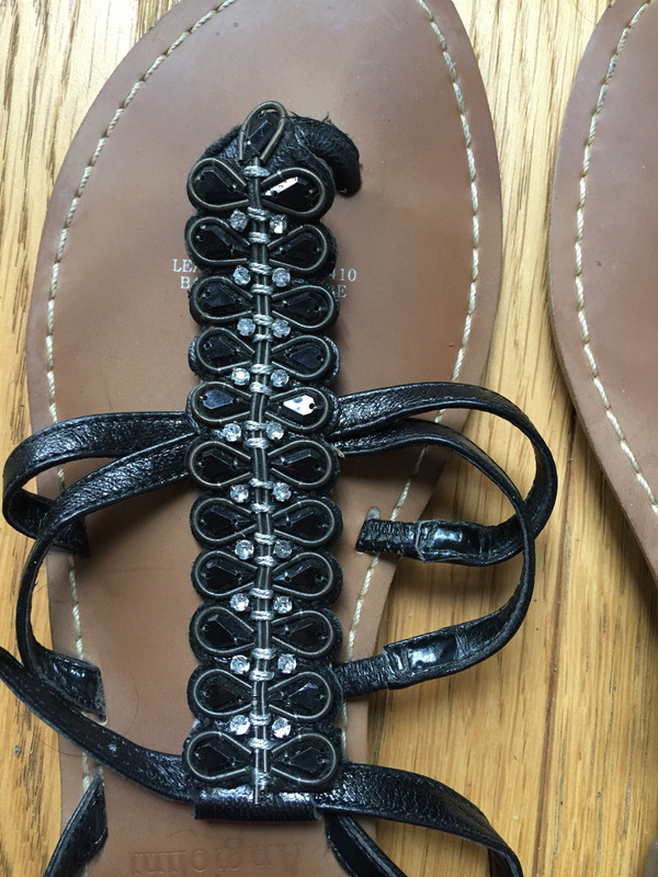 Sandales noires strass plates 3