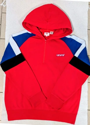 Sweat à capuche Levi’s rouge M – Hoodie color block zip 1/4, marke: Levi's, zustand: Sehr gut, größe: M, 17,99 €, 19,59 € inklusive Vinted-Käuferschutz