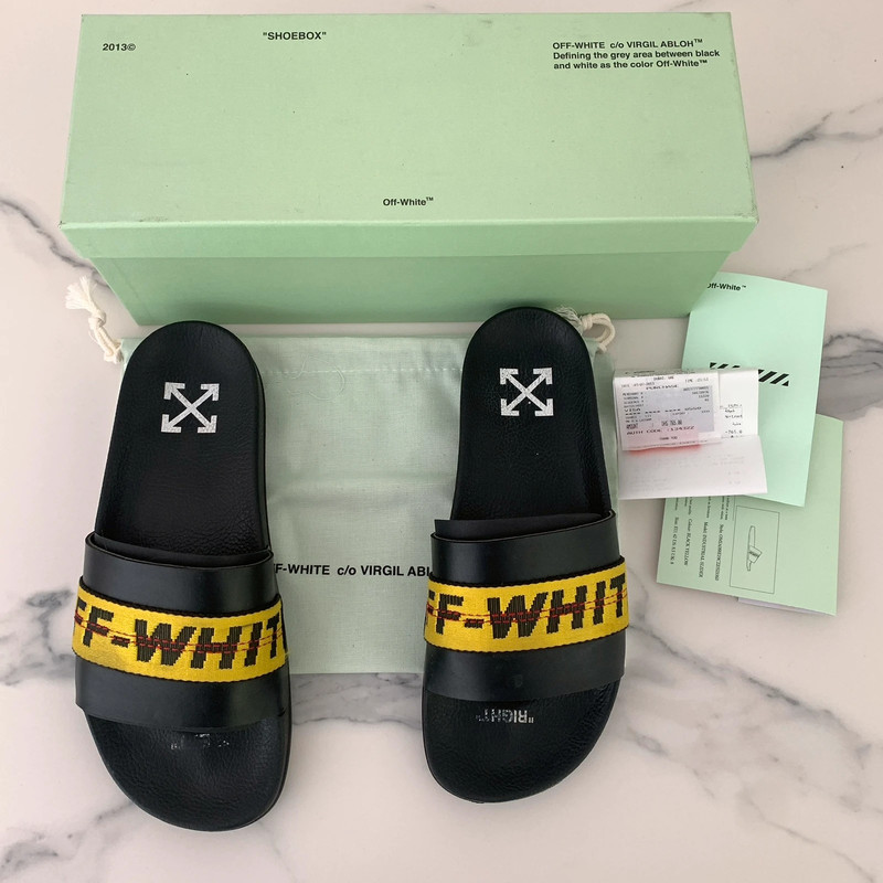 Off white black cheap and yellow slides