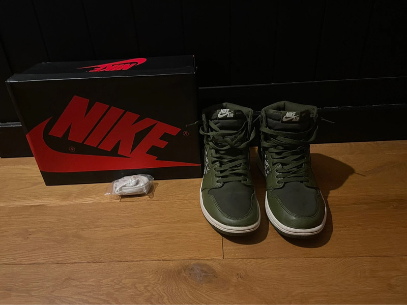 Nike air jordan 1 sales olive canvas