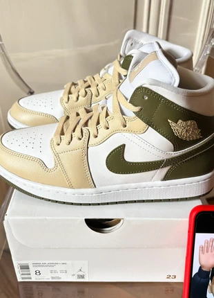 Jordan 1 Mid Tan Green Olive, marque: Jordan, état: Neuf avec étiquette, taille: 39, 65,00 €, 68,95 € Protection acheteurs incluse