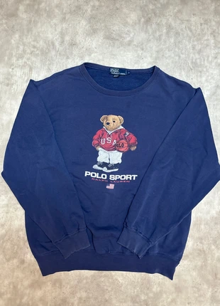 Sweat / pull / pull à col rond Ralph Lauren bear / nounours bleu marine vintage taille M, brand: Ralph Lauren, condition: Very good, size: M, €85.00, €89.95 includes Buyer Protection Pro