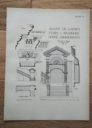Bradmore house, garden stairs alcovehammersmith, london - antique print - 1915, brand: NO LABEL, condition: Good, £8.99, £10.14 includes Buyer Protection Pro