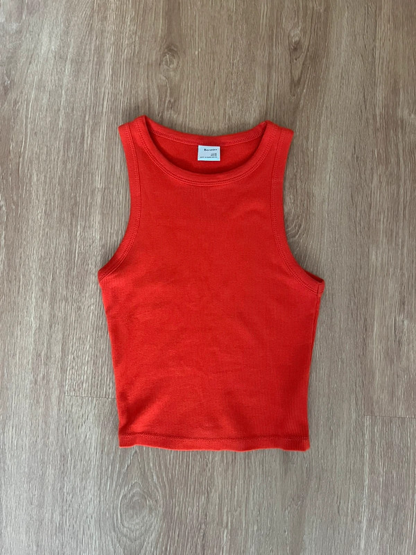 top vermelho/laranja bershka