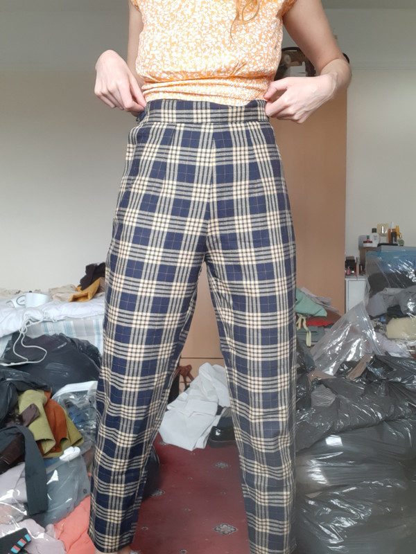 Tartan high waisted trousers online