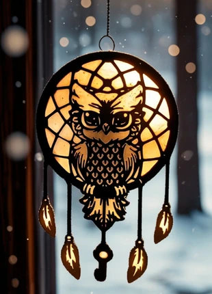 3D Printed Owl Light Pendant | Minimalist Epoxy Sunlight Decor or Night Lamp, estado: Nuevo sin etiquetas, 20,00 €, 21,70 € Protección al comprador incluida