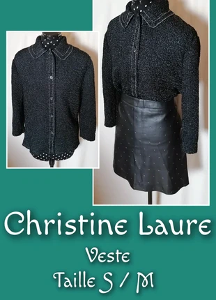 Veste légère noire argentée plissée taille S / M Christine Laure, brand: Christine Laure, condition: Very good, size: S / 36 / 8, €12.00, €13.30 includes Buyer Protection