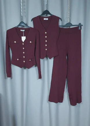 Womens Katch Me 3 piece knitted set plain button V neck jumper vest and pants XS-M, UK6-UK10, brand: TikTok Shop, condition: New with tags, size: S / UK 8-10, £24.00, £25.90 includes Buyer Protection