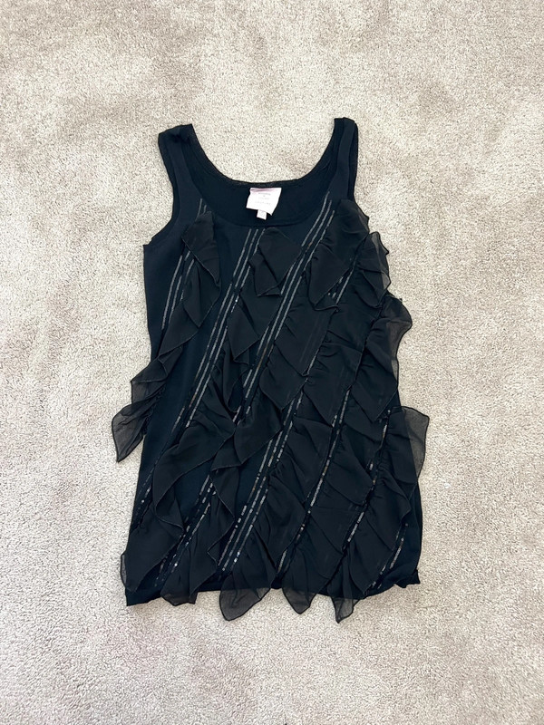 00s Black Ruffle Mini Dress 3