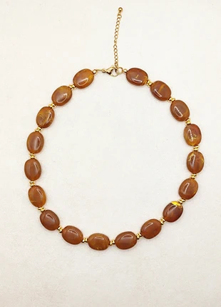 Collier perles ovales marron caramel - style bohème chic, création fait main, brand: Fait Main, condition: New with tags, €20.00, €21.70 includes Buyer Protection Pro