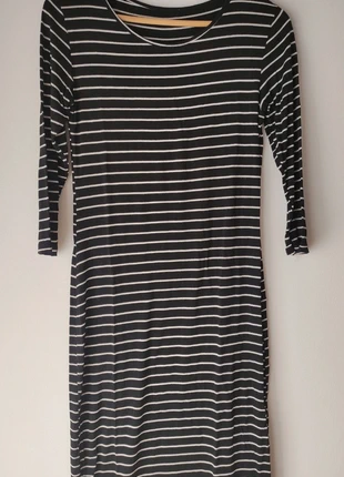 Vestido midi algodão manga comprida estampado riscas, marca: Zara, estado: Bom, tamanho: S / 36 / 8, €5.00, €5.95 inclui Proteção do Comprador