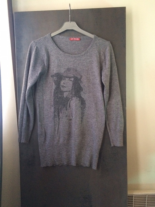 pull long gris, taille L 2