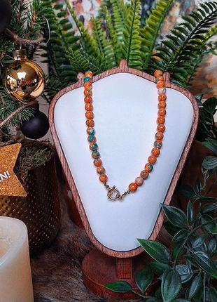 🍂 Prachtige orange edelstenen ketting. Gouden afwerking, merk: Handgemaakt, staat: Nieuw zonder prijskaartje, € 21,00, € 22,75 inclusief Kopersbescherming