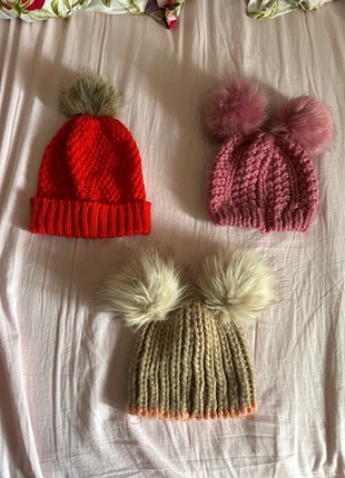 Ladies Colourful 3 Bundle Set Fluffy Hats Pink Red Beige, brand: NO LABEL, condition: Very good, size: One size, £4.00, £4.90 includes Buyer Protection