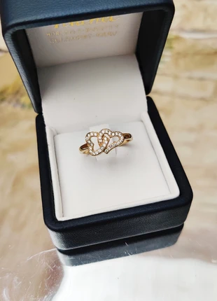 Bague plaquée avec coeurs entrelacés et zircon - Bijouterie., marca: Bijouterie, estado: Muito bom, tamanho: 17,7 mm Ø / 16, €38.00, €40.60 inclui Proteção do Comprador