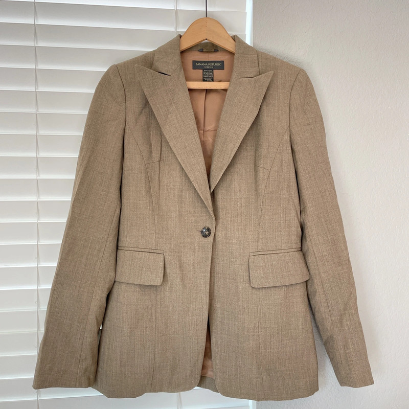 Banana Republic Women’s Blazer Brown Sz 2 Stretch 96% Wool Italy Made Excellent 1