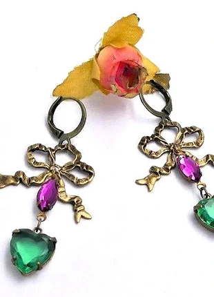 Boucles d'oreilles vintage laiton patiné, cristal, brand: Fait Main, condizioni: Nuovo senza cartellino, €12.00, €13.30 include la Protezione acquisti Pro