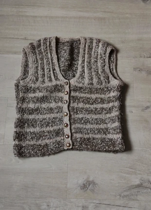 Gilet en laine sans manches beige, marron et doré , condition: Good, size: L / 40 / 12, €2.00, €2.80 includes Buyer Protection