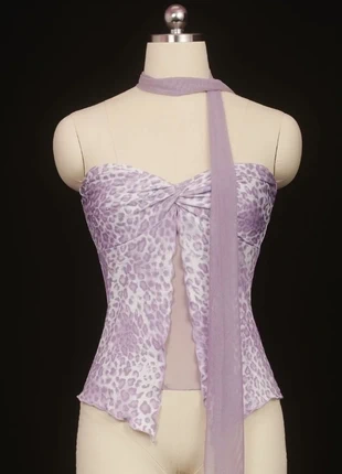 Y2K Purple Leopard Tube Top with Scarf Detail, brand: y2k, condition: New without tags, size: S / 8, £23.00, £24.85 includes Buyer Protection