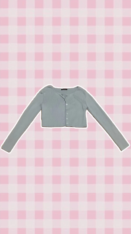 Brandy Melville Pastel Blue Cotton Coquette Preppy Cropped Cardigan One Size 1