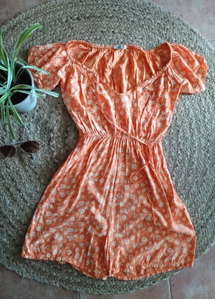 Combi short coton orange fleurs pâquerettes champêtre, état: Très bon état, taille: S / 36 / 8, 5,00 €, 5,95 € Protection acheteurs (Pro) incluse