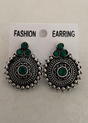 Silver and green jhumka earrings, marque: Ethnic, état: Très bon état, 3,00 €, 3,85 € Protection acheteurs incluse