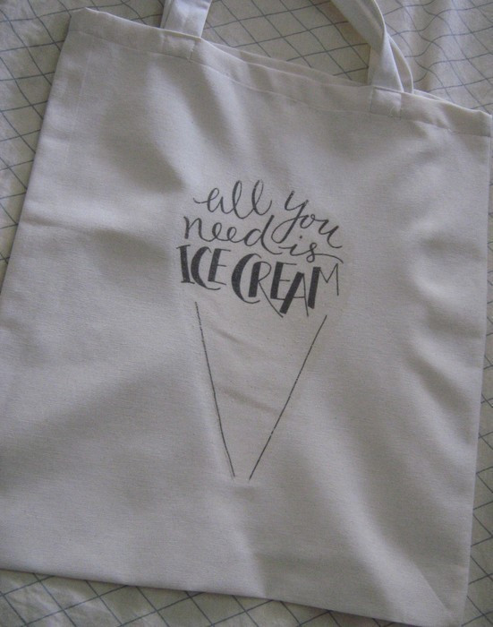 Tote bag "all you need is ice cream"