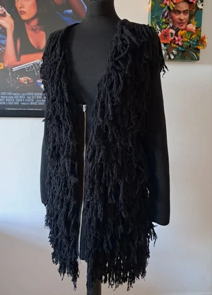 Alexander McQueen Black Shaggy Knit Boho Cardigan Size M-L, brand: Alexander McQueen, condition: Good, size: M / UK 12-14, £70.00, £74.20 includes Buyer Protection