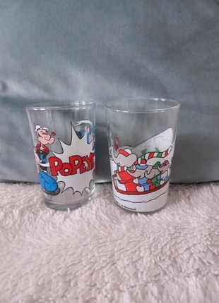 Lot de 2 verres à moutarde Popeye et Babar, marca: Amora, estado: Bom, €5.00, €5.95 inclui Proteção do Comprador