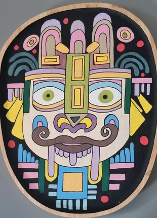 Plateau décoratif artisanal – Style Maya, marque: Fait Main, état: Neuf avec étiquette, 25,00 €, 26,95 € Protection acheteurs incluse