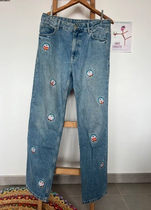 Jean oversize droit Bershka x Doraemon – Taille M – Bleu, brand: Bershka, condition: Very good, size: M, €13.00, €14.35 includes Buyer Protection
