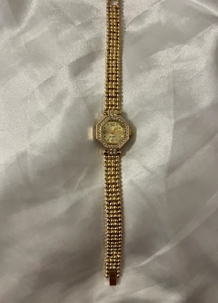 Montre dorée à maillons fins – cadran hexagonal avec strass, marque: Quartz, état: Très bon état, taille: Taille unique, 15,00 €, 16,45 € Protection acheteurs incluse