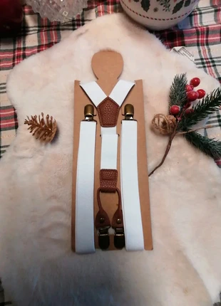 Bretelles vintage blanches et camel pinces vieillies tendance mariage 2026, marque: GMMboutique, état: Neuf sans étiquette, 6,00 €, 7,00 € Protection acheteurs (Pro) incluse