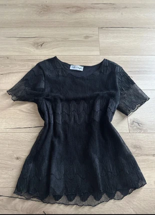 Vintage Schwarzes spitzen coquette T-shirt Stockholm y2k bestickt, merk: COQUETTE, staat: Nieuw zonder prijskaartje, maat: S / 36 / 8, € 14,00, € 15,40 inclusief Kopersbescherming