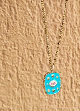 Collier chaîne dorée bohème pendentif turquoise, marque: Collier chaîne dorée bohème pendentif turqulise, état: Très bon état, 12,00 €, 13,30 € Protection acheteurs (Pro) incluse